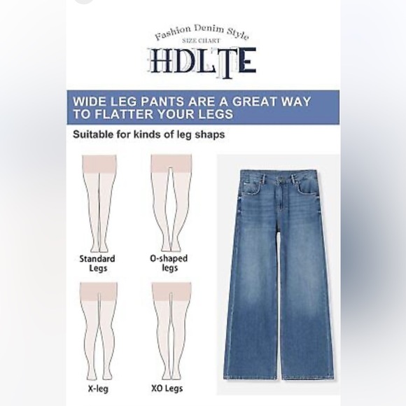 HDLTE Y2K vintage Jean 
Baggy Wide Leg Non-Stretch Fabric High Waist Loose Jean - Picture 8 of 8